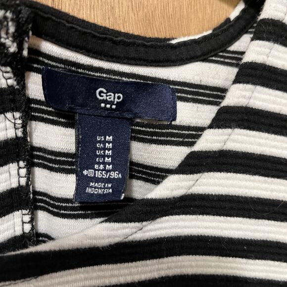 Gap Crop Tank Top Medium Zipper Back Heavyweight Knit Ponte Stripe Black &White - Picture 5 of 11